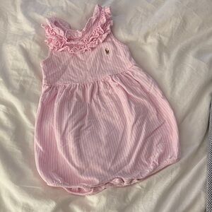 Ralph Lauren Light Pink Ruffled Baby bubble EUC! 24 Mos